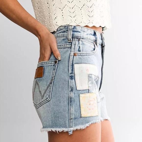 Wrangler Pants - WRANGLER X BILLABONG PATCHWORK HIGH RISE DENIM SHORTS